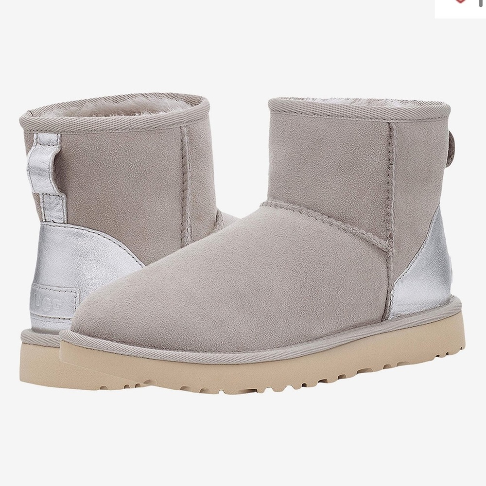 Grey Silver Metallic Ugg Classic Mini II Size 8 EUC
